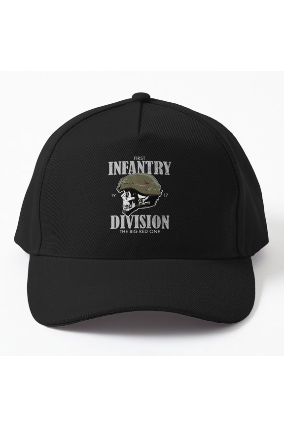 First Infantry Division Baseball Cap, Distressed Big Red One Military Design, Classic Hat