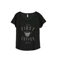 thumbnail image 1 of First Jesus Coffee Second Women's Relaxed Slouchy Dolman T-Shirt Tee Heather Black 3X-Large, 1 of 4