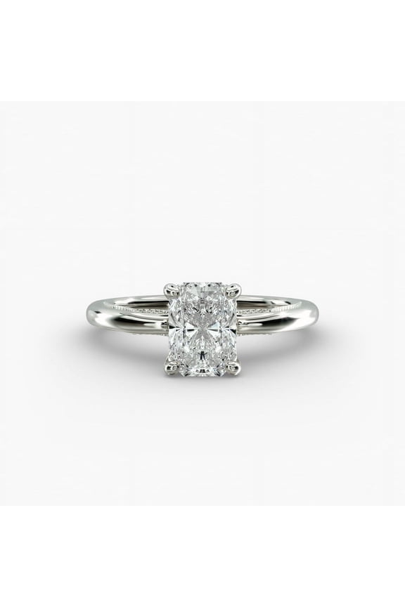 14k White Gold Plated Diamond Wedding Ring - Radiant Cut 1.9 Ct Diamond Anniversary Women’s Ring - Bridesmaid Ring - Love Engagement Diamond Ring for Her
