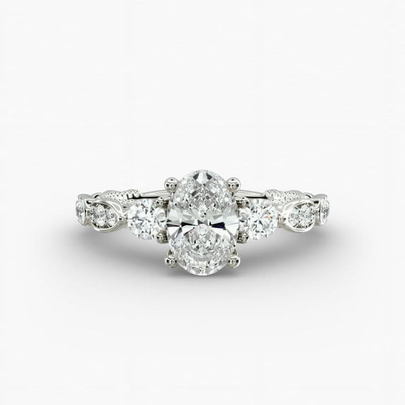 First Jewel 14k White Gold Plated Solitaire Band - Oval Cut 1.8 Ct Lab Created Diamond Ring - Casual Daily Wear Band for Women - Minimalist Bridal Ring - Classic Diamond Ring