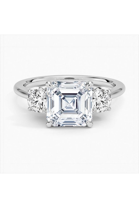 2.1 Ct Asscher Cut Diamond Rings - 14K White Gold Plated Rings - Engagement Stacking Rings for Women - Stunning Proposal Wedding Ring for Girlfriend - Elegant Graduation Gift