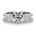 thumbnail image 1 of First Jewel Anniversary Gift - Silver 14K White Gold Over Ring - Round Cut Brilliant 1.9 Ct Diamond Ring - Solitaire with Accent Diamond Ring for Her - Full Eternity Band Diamond Ring for Her, 1 of 6