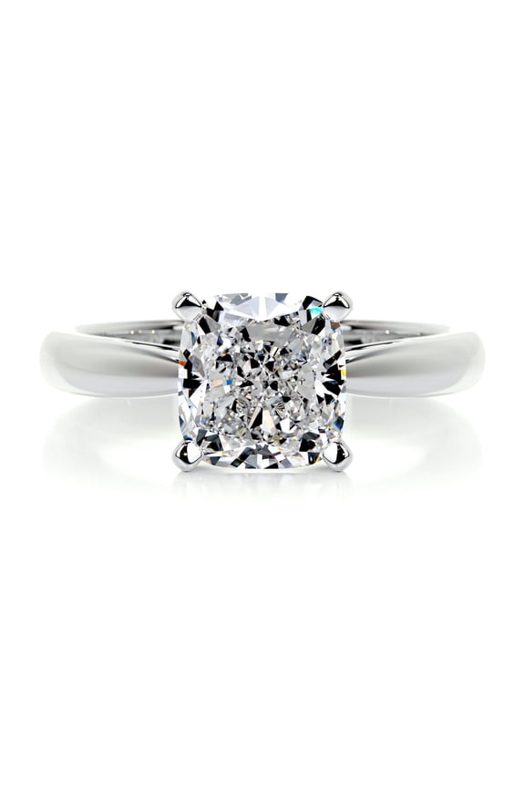 Excellent 1.9 Ct Cushion Cut Diamond Ring - White Gold Over 14K Silver Diamond Ring - Solo Diamond Rings - Simple Solitaire Diamond Ring - Solitaire Engagement Wedding Silver Ring