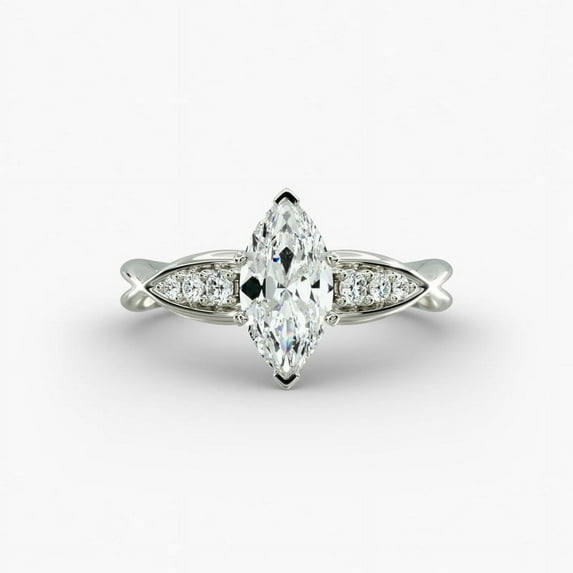First Jewel Marquise Cut 2.1 Ct Lab Created Diamond Wedding Anniversary Ring - 14K White Gold Plated Milgrain Vintage Ring - Women's Vintage Engagement Ring - Jewelry Gift