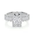 thumbnail image 1 of First Jewel Radiant Cut Excellent 2.3 Ct Diamond Ring For Women's - Silver 14K White Gold Over Ring - Radiant Solitaire with Emerald Accent Diamond Ring - Eternity Band Diamond Ring for Women's, 1 of 6