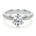 thumbnail image 1 of First Jewel Round Cut Brilliant 1.8 Ct Diamond Ring For Women's - Silver 14K White Gold Over Ring for Women's - Solitaire With Accent Diamond Ring for Her - Eternity Band Diamond Ring for Women's, 1 of 6