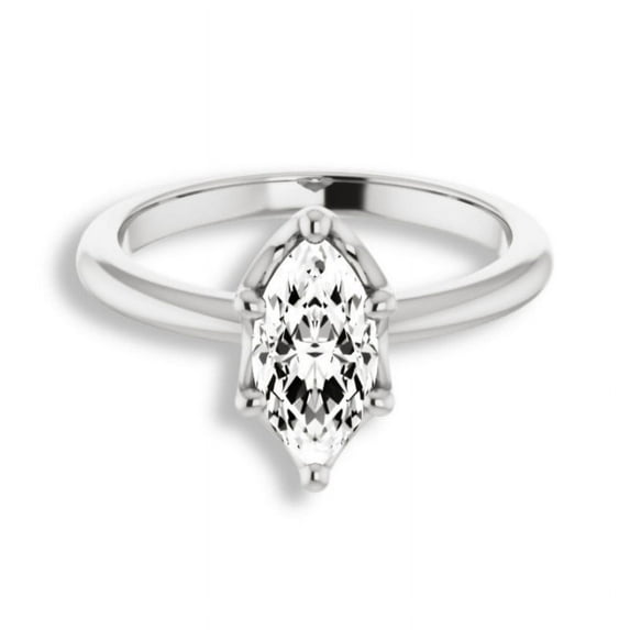 First Jewel Solitaire 1.9 Ct White Marquise Cut Diamond Wedding Ring - 14K White Gold Plated Engagement Band - Flower Diamond Ring for Her Birthday