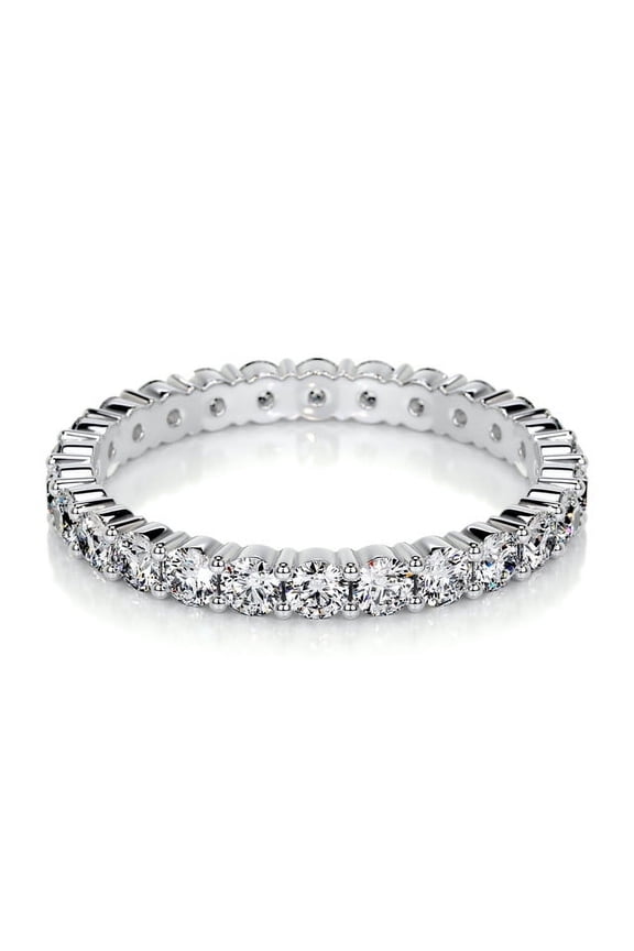 Stunning 1.1 Ct Round Cut Eternity Diamond Ring for Women's - Lab Created Diamond in 14K White Gold Over - Women’s Engagement Ring - Perfect for Weddings, Proposals, and Birthday Gift