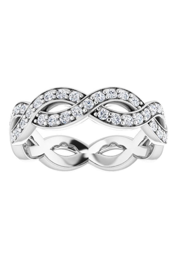 ry 0.8 Ct VVS1/D Round Cut Moissanite Ring - 14K White Gold Plated Wedding Anniversary Ring - Infinity Twisted Criss Cross Moissanite Engagement Ring for Women