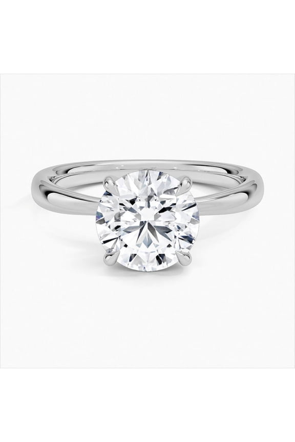 ry 14K White Gold Plated Ring - 2 Ct Brilliant Round Cut Moissanite Ring - Simple Solitaire Wedding Ring for Women's Birthday Gifts - Solo Stone Engagement Ring
