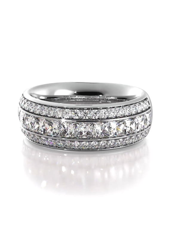 ry 14K White Gold Plated Rings - 1.4 Ct Princess Cut Ring for Women - Multi-Stone Stacking Engagement Band - Elegant Multi-Stone Engagement Ring for Women - Gifts for Her Teens