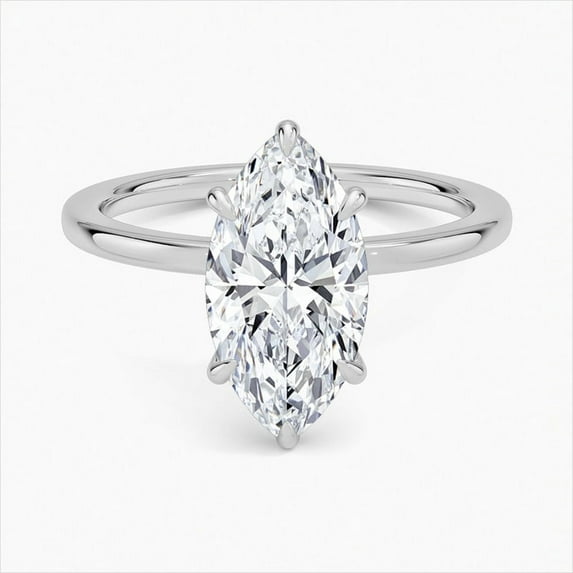 First Jewelry 2 Ct Marquise Cut Moissanite Engagement Ring - Hidden Halo Anniversary Wedding Ring - 14K White Gold Plated Moissanite Jewelry - Jewelry Wedding Sets on Clearance