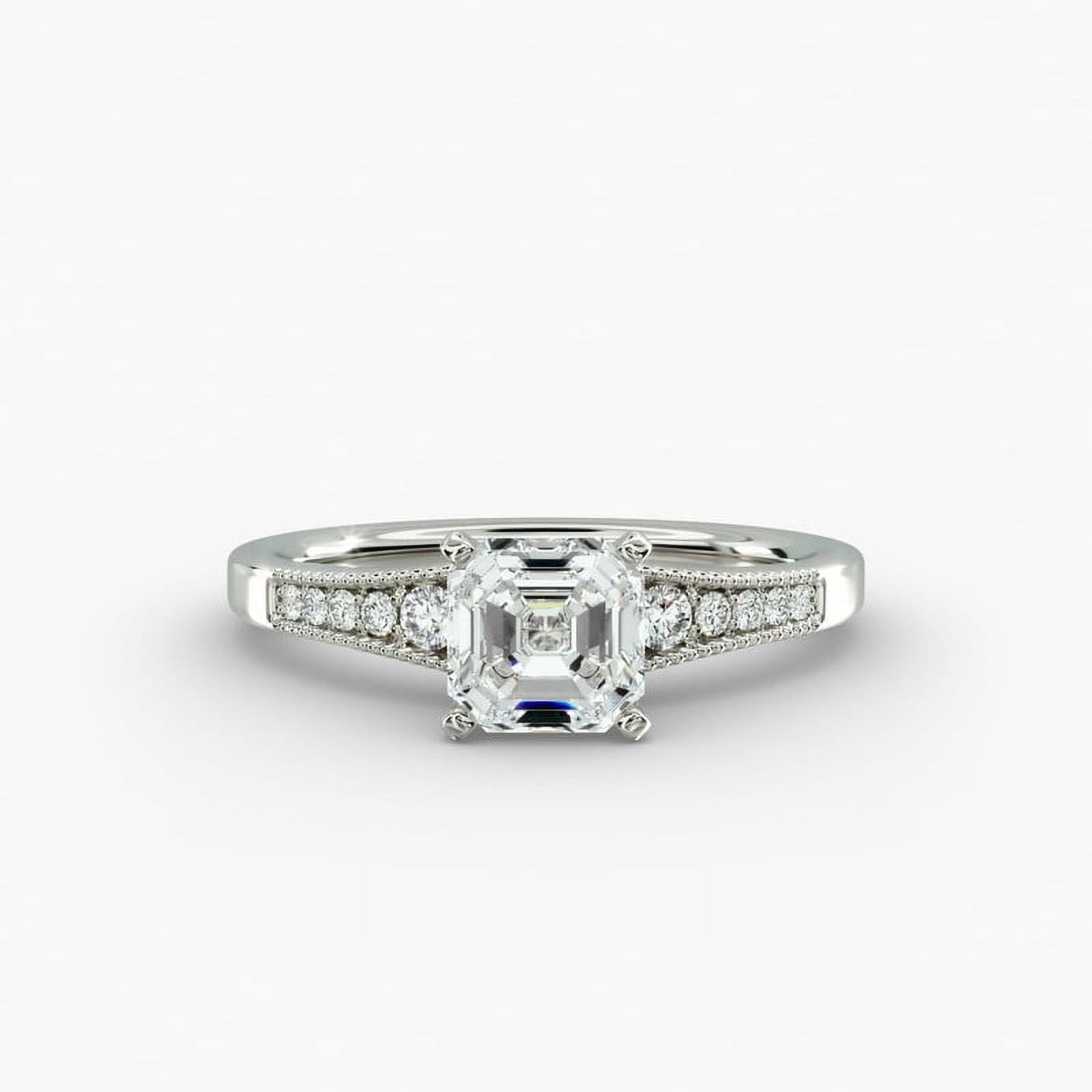 First Jewelry Asscher Cut 1.7 Ct Moissanite Ring - Stamped 14K White ...