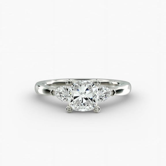 First Jewelry Cushion Cut 1.6 Ct White Moissanite Engagement Wedding Ring - 14K White Gold Plated Ring - Prong Set Everyday Ring - Birthday Jewelry Gift - Graduation Moissanite Gifts