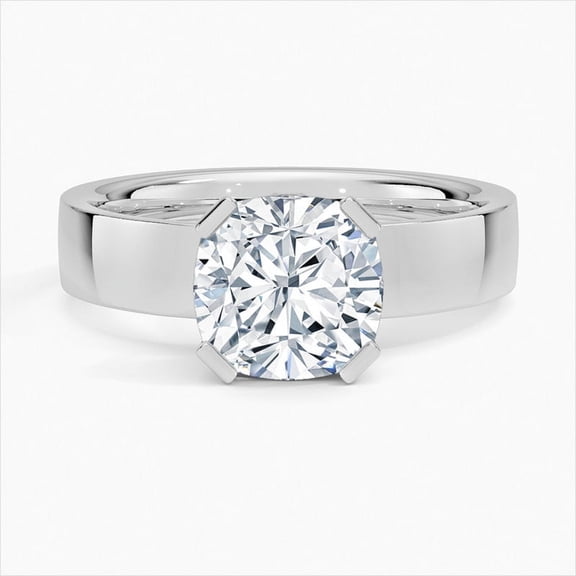 First Jewelry Cushion Cut 2.1 Ct VVS1/D Moissanite Ring - 14K White Gold Plated Solitaire Ring for Women - Unique Prong Solo Moissanite Ring