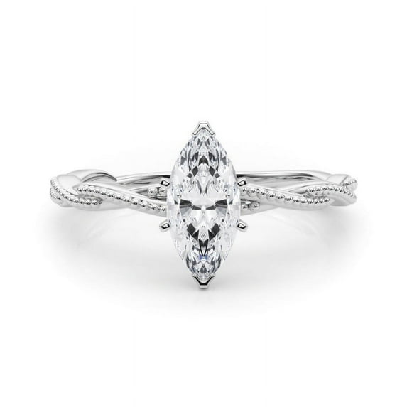 First Jewelry Marquise Cut 1.9 Ct Moissanite Engagement Ring - 14K White Gold Plated Wedding Band - Wedding Anniversary Gift for Her - Moissanite Ring for Women's Birthday