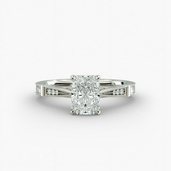 First Jewelry Radiant Cut 1.8 Ct Moissanite Bridal Ring - 14k White Gold Plated Engagement Band - Anniversary Gift - Daily Wear Moissanite Ring - Special Occasion Jewelry