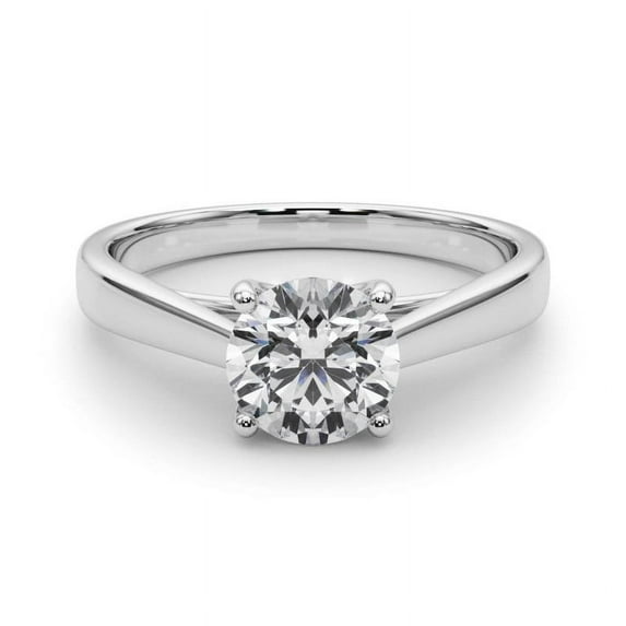 First Jewelry Stamped 14K White Gold Plated Wedding Anniversary Ring - 1.4 Ct Round Cut Moissanite Engagement Band - Wedding Band for Women - Split Shank Ring
