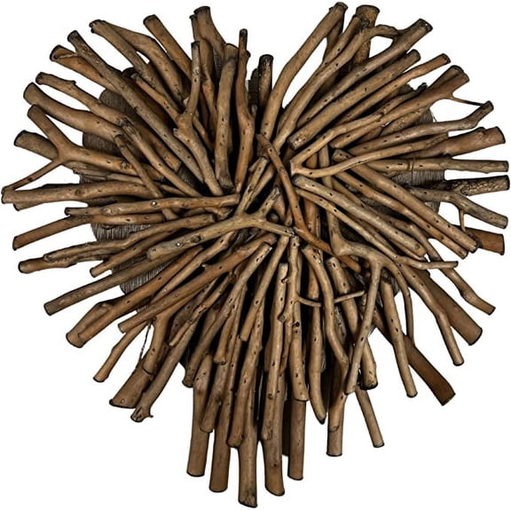 First of a Kind Driftwood Heart - Rustic Wall Decor Wooden Hearts, Drift Wood Wall Art Pieces - Wall Hanging Heart Shaped Ornament for Home Room & Kitchen Decorations (Brown)
