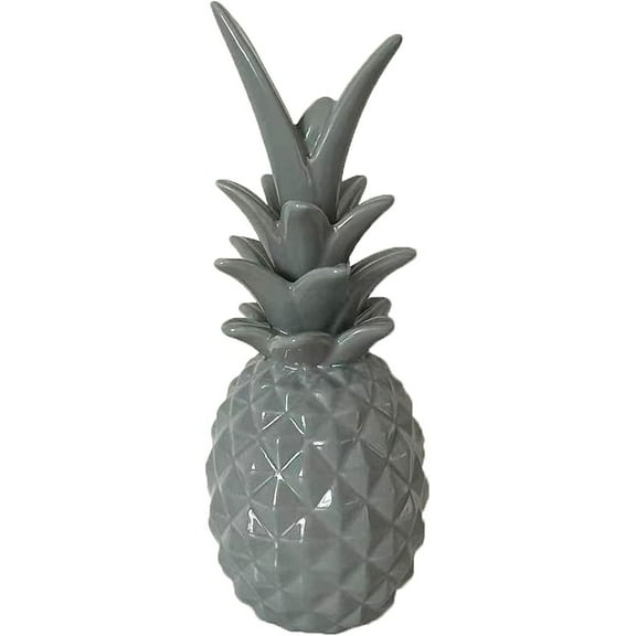 First of a Kind Grey Ceramic Pineapple Decorative Centerpiece Display Decor for Living Room, Bedroom, Office, Kitchen. Pineapple Stoneware Bookshelf Decorative Object.