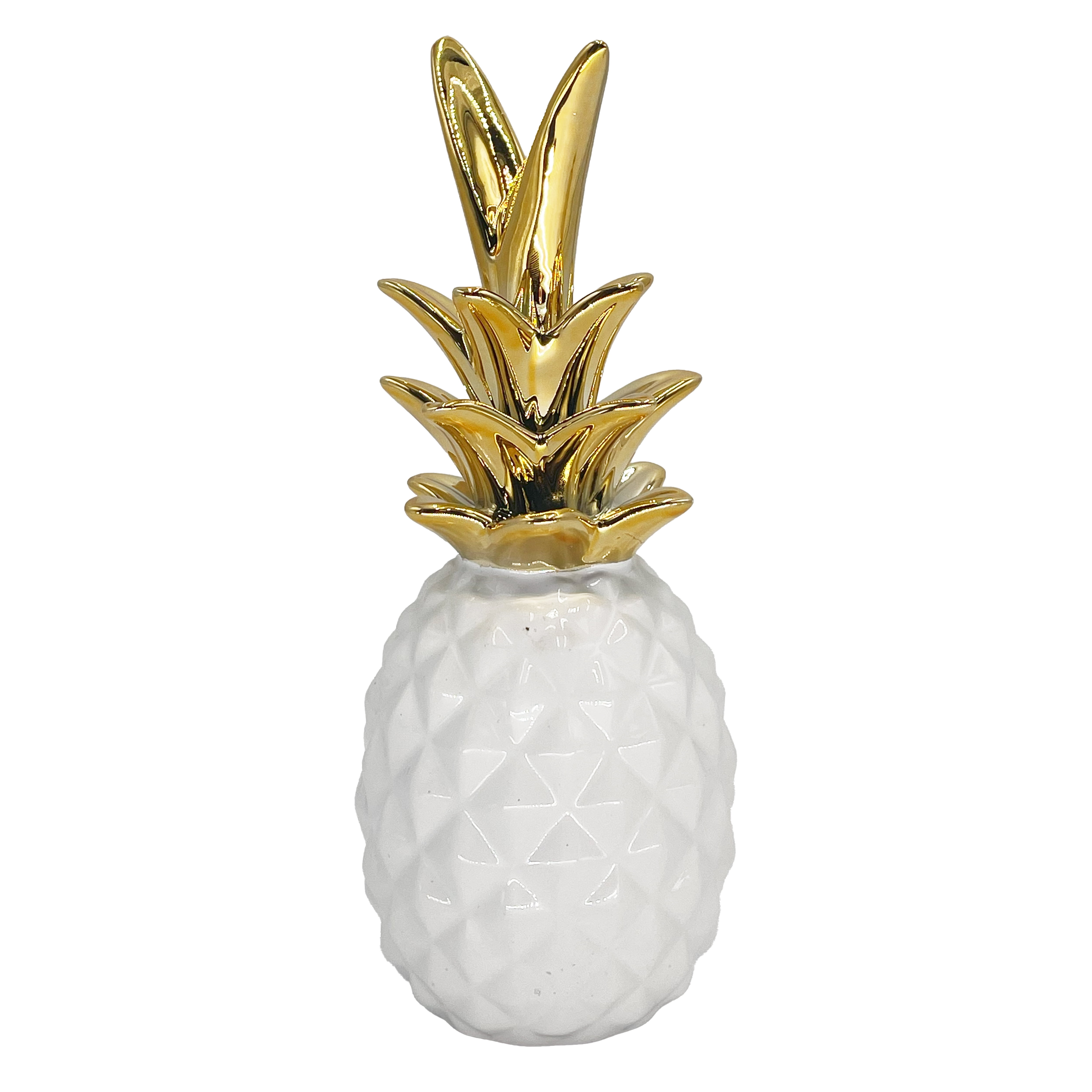 Elegant White and Gold Ceramic Pineapple Figurine Centerpiece