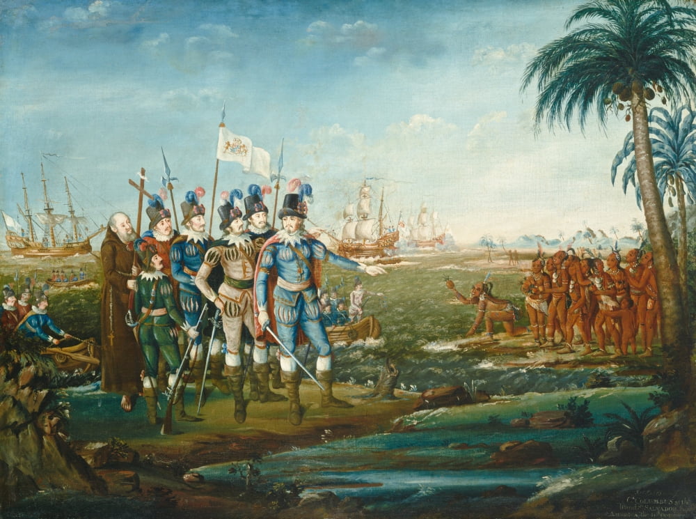 First Landing Of Christopher Columbus Canvas Art - (24 x 18)