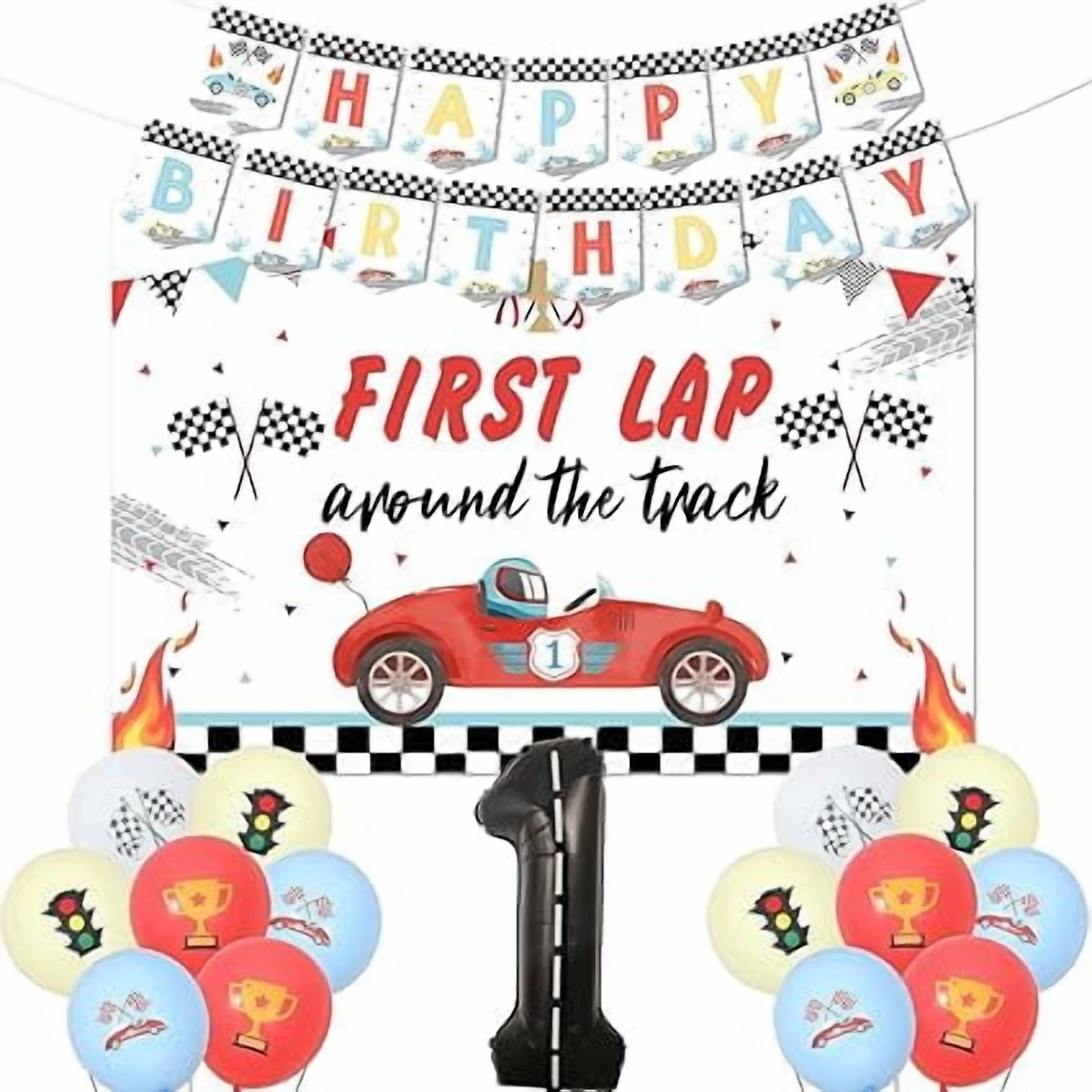 First Lap Around The Track Birthday Decorations, Racing Car 1st ...