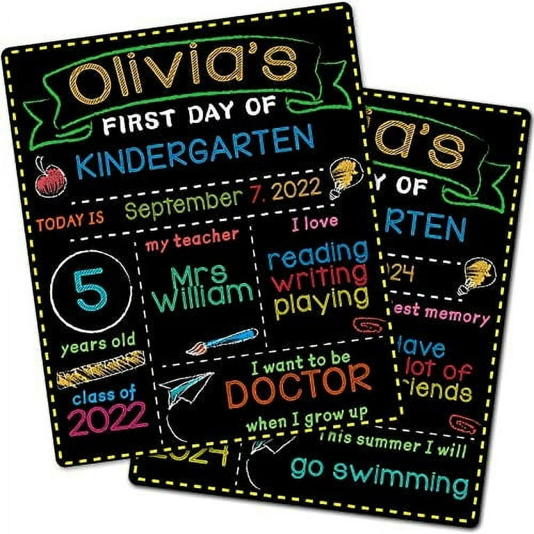 First & Last Day of School Board, 10x12 Inch Double Sided Back to School  Sign for Kids Girls Boys, My 1st Day of School Chalkboard Sign Photo Prop,  Wooden 1st Day Boards