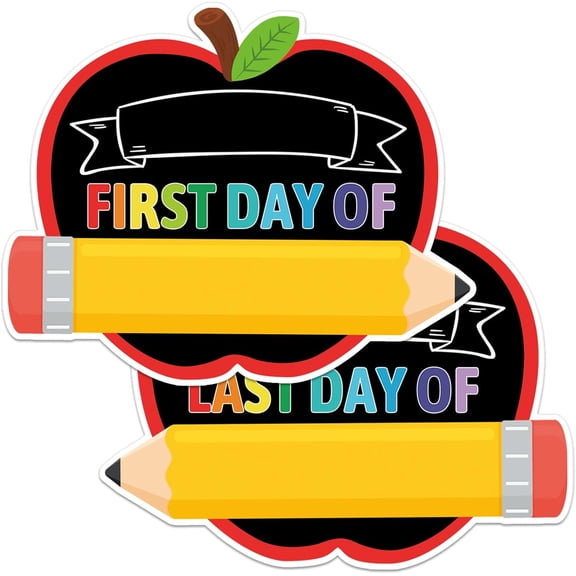 First and Last Day of School Chalkboard, 9.5"x11.8" Double Sided Pencil Back to School Sign for Kids Girls Boys Reusable 1st Day of Kindergarten Preschool Photo Props Sign