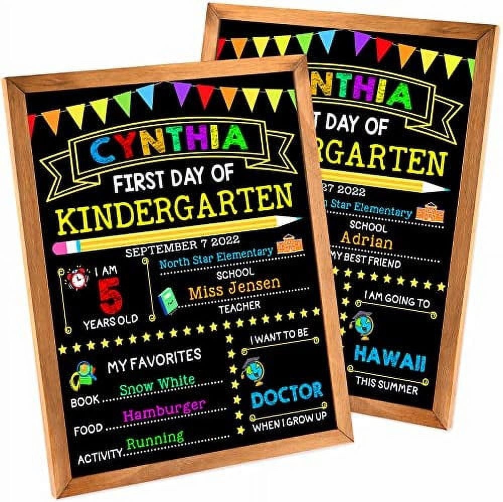  First & Last Day of School Board, 10x12 Inch Double Sided Back  to School Sign for Kids Girls Boys, My 1st Day of School Chalkboard Sign  Photo Prop, Wooden 1st