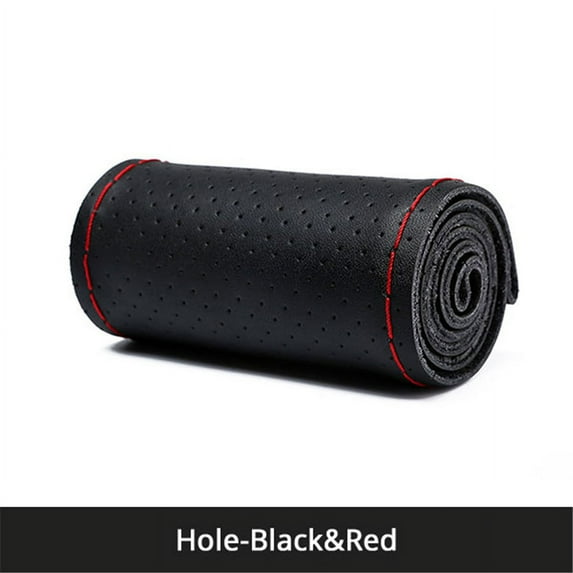 First Layer Cowhide Leather Hand-Sewn Car Steering Wheel Cover with Needle& Line