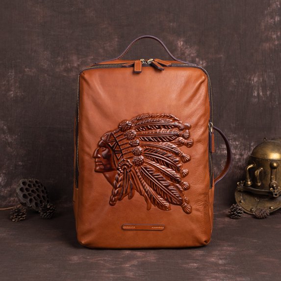 First Layer Cowhide Men's Backpack,Brown