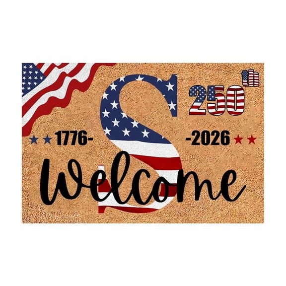 First Letter Surname 250th Anniversary Rug, Independence Day Welcome Doormat, Personalized Design, Home Decor 16*24In