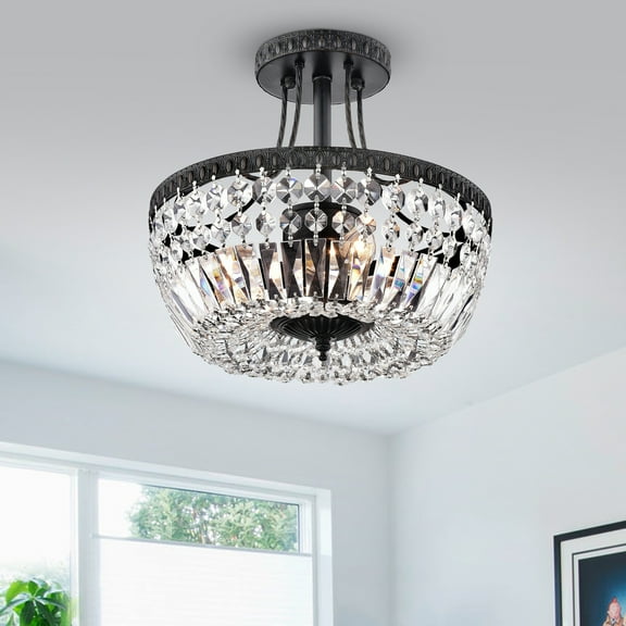 First Lighting Achenar Crystal 3-light Semi Flush Mount
