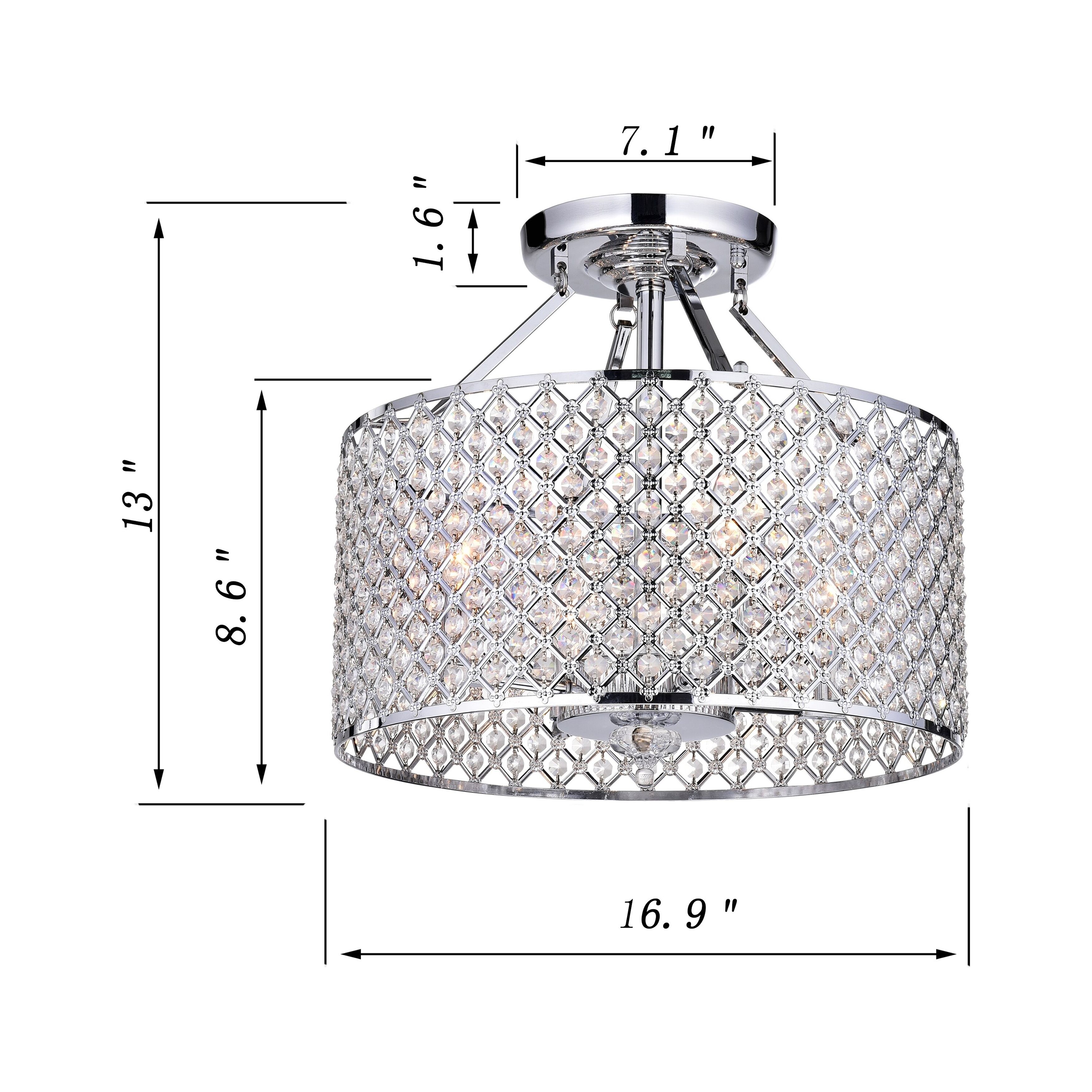 First Lighting Adara Iron and Glass 4light Semiflush Ceiling Light