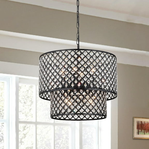 First Lighting Aenna Multicolored Metal 2-tier 8-light Drum Chandelier