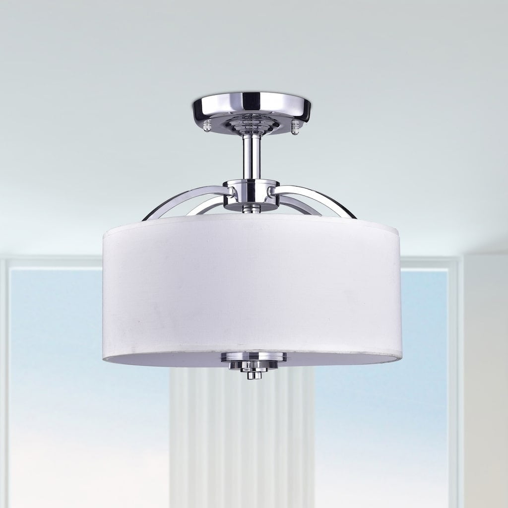Uranus Collection 15" White Crystal 3-Light Ceiling Lamp
