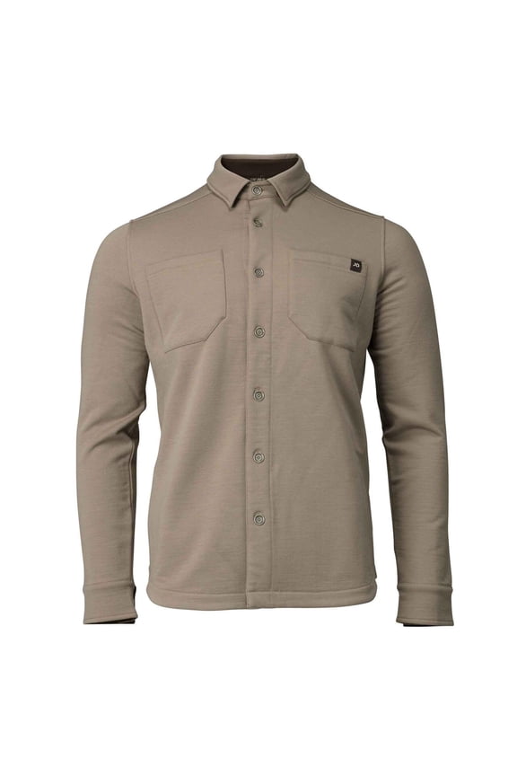 Men's Rugged Wool Field Shirt, Long Sleeve, Walnut Color, Classic Outdoor Design, Tailored Fit (MTRWFWN)