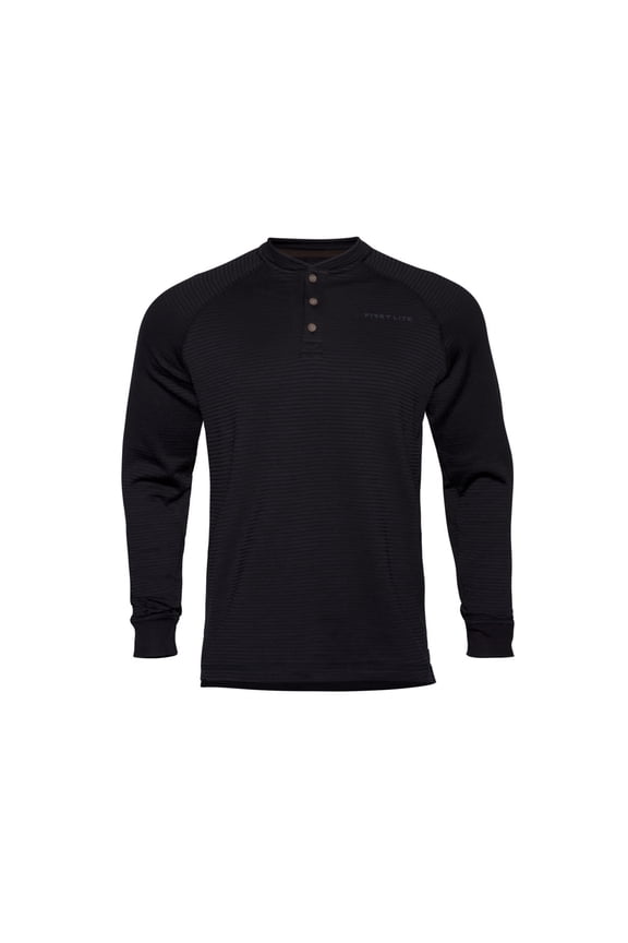 Men's ThermaGrid Merino Wool Hoody, Breathable Moisture-Wicking Insulating Black Pullover (MBTGHBK2)