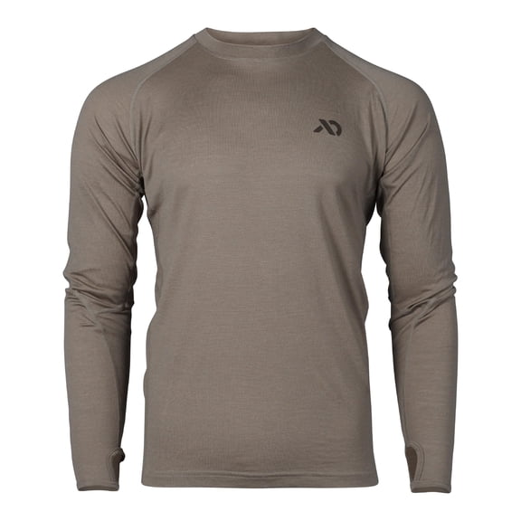 First Lite Men's Wick LS Crew, Long Sleeve Moisture-Wicking Outdoor Shirt, Walnut Color (MTWLCWN)