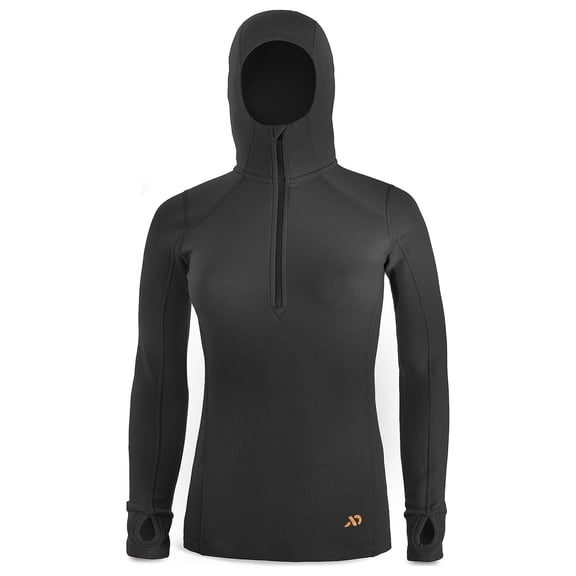 First Lite Women's Furnace Hoody, Black on Black, Premium Warmth and Comfort, Relaxed Fit, Soft Durable Material (WTFNHBB)