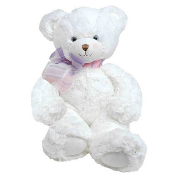 First & Main Plush Stuffed White Bear, 15" Sitting Position