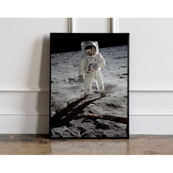 First Man On Moon Print, Apollo 11 Print, Neil Armstrong Poster, Aldrin Photo Poster, Astronaut Black And White Print, 8x12, Poster Only