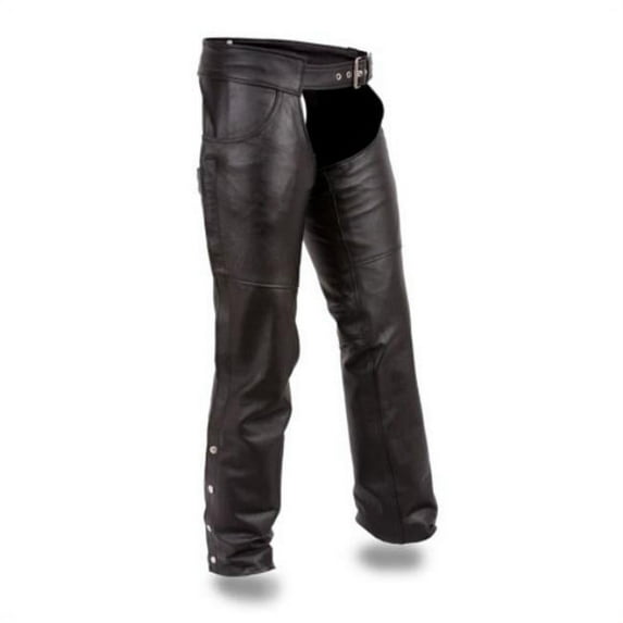 First Manufacturing FMM835TALL-XXST-BLK Rally Motorcycle Leather Tall Chaps, Black - 2XS-Tall