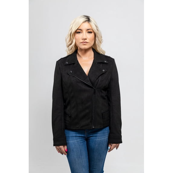 First Manufacturing WBL-1012VGL-M-BLK Molly Vegan Faux Leather Jacket for Women, Black - Medium