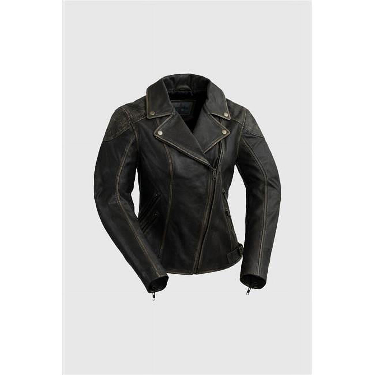 First Manufacturing WBL1396-XXL-BRV Womens Stephanie Leather Jacket, Black - 2XL