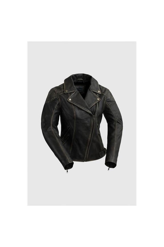 First Manufacturing WBL1396-XXL-BRV Womens Stephanie Leather Jacket, Black - 2XL