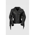 thumbnail image 1 of First Manufacturing WBL1503-S-BLK Womens Fringe Daisy Fashion Leather Jacket, Black - Small, 1 of 5