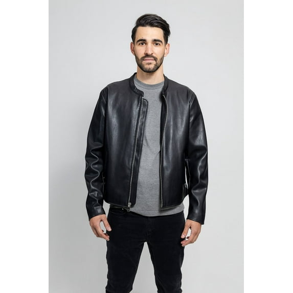 First Manufacturing WBM-2012VGL-L-BLK Dillon Vegan Faux Leather Jacket for Men, Black - Large