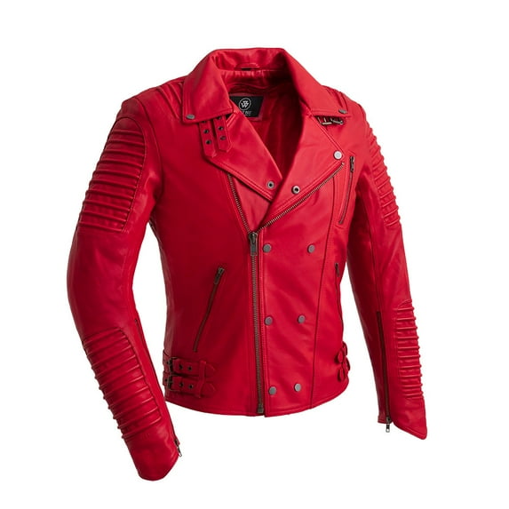 First Manufacturing WBM2806-M-FRL Brooklyn Fashion Leather Jacket for Men, Fire Red - Medium